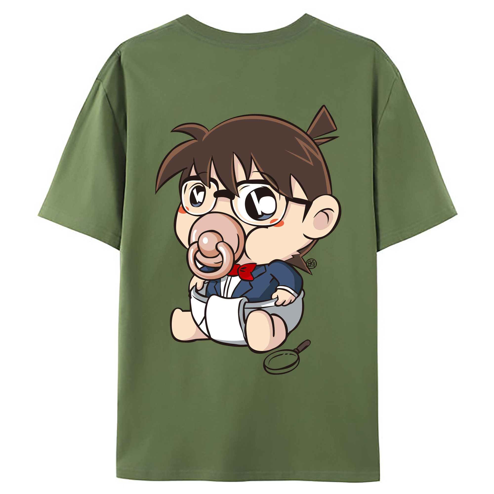 （画像用） 名探偵コナン 江戸川 コナン Detective Conan Conan Edogawa 綿100％ メンズ半袖Tシャツ（バックプリント） 通気性